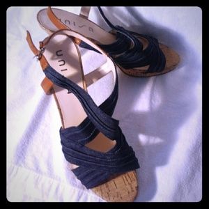 Denim and Cork Heels